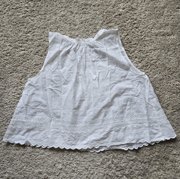 Free People Marina Eyelet Tank Top Womens XL White Cotton Crop - Picture 3 of 6